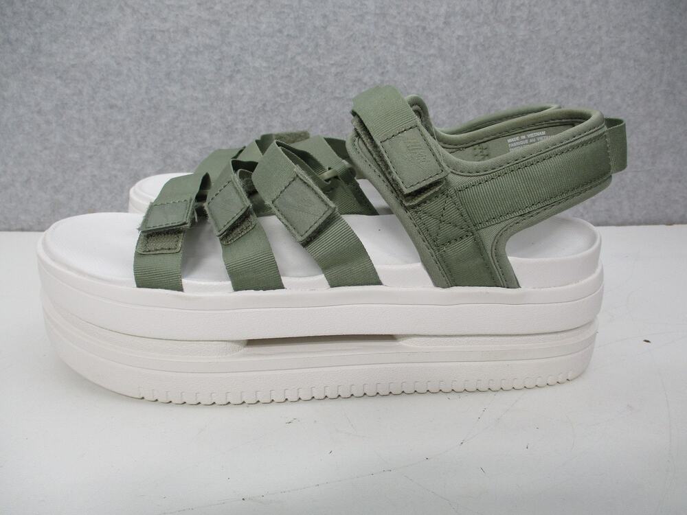Nike Classic Icon Platform Sandals Womens Sz 11 Green White Strappy